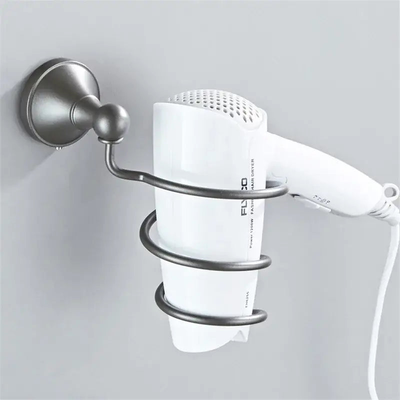 White fly 30 hair dryer held in sleek dark metallic holder from ornate brushed nickel gray bathroom accessories set for gray bathroom decorbites