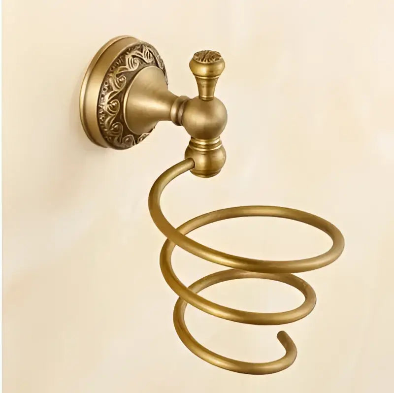 Antique brass spiral towel rack with ornate wall-mounted base from decorbites copper carved bathroom accessories set
