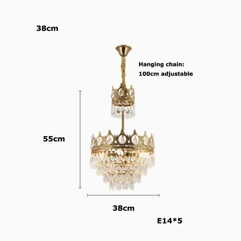Ornate gold crown crystal led pendant light with intricate crown detailing and cascading crystal droplets for living room decorbites crystal led pendant