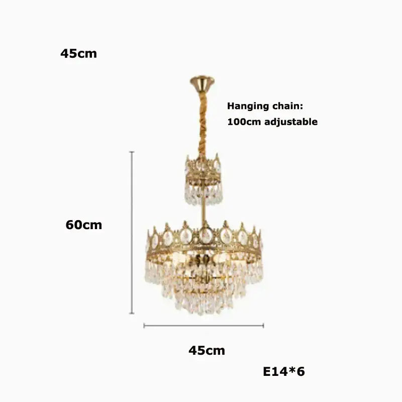 Ornate gold crown crystal led pendant light with crystal droplets and decorbites crystal led design for living room decor