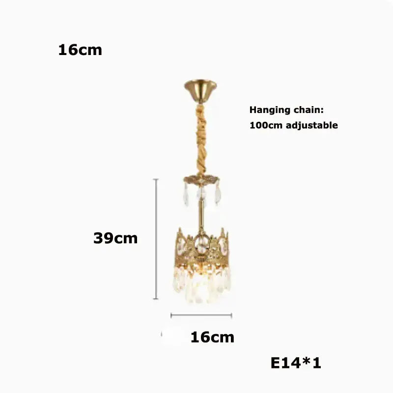 Ornate gold pendant light with crystal droplets and crown design by decorbites crystal led for living room decor