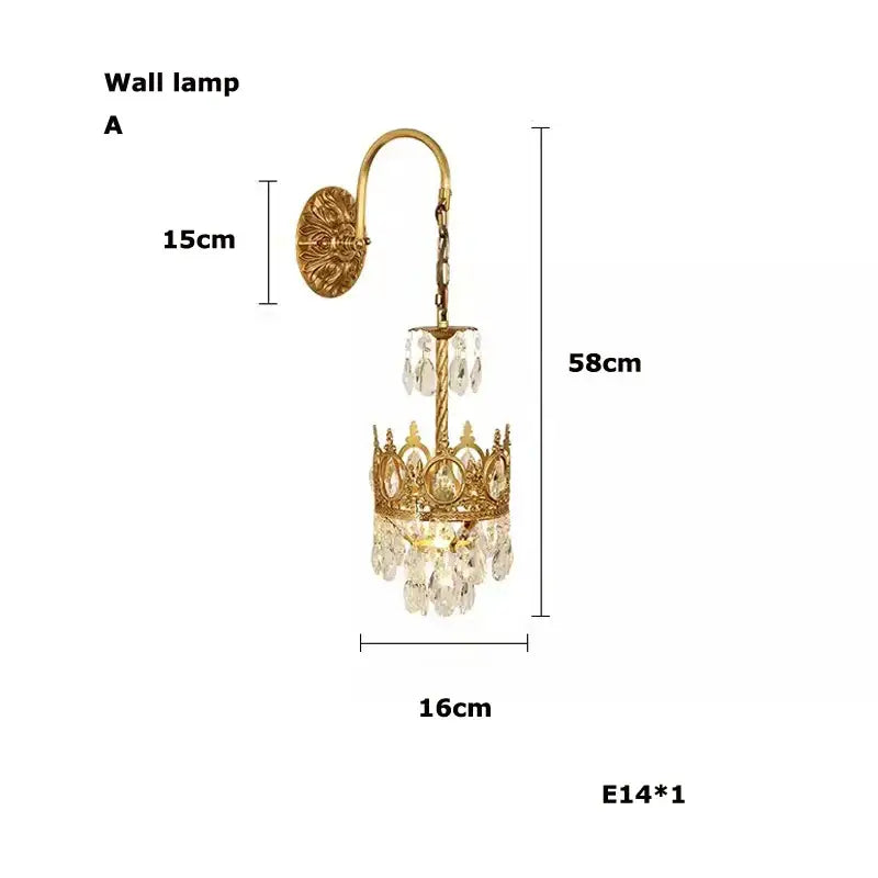 Ornate gold crown crystal led pendant light with dangling crystal droplets for elegant living room decorbites pendant light