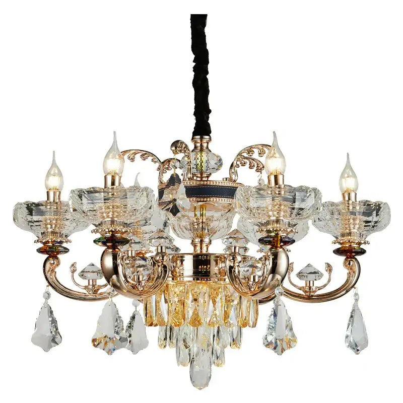 Ornate gold decorbites crystal candle chandelier with clear and amber crystals for dining room decorbites crystal candle