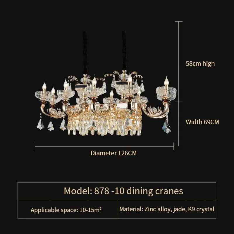 Ornate gold crystal candle chandelier with intricate k9 crystal droplets and zinc alloy for dining room decorbites crystal candle