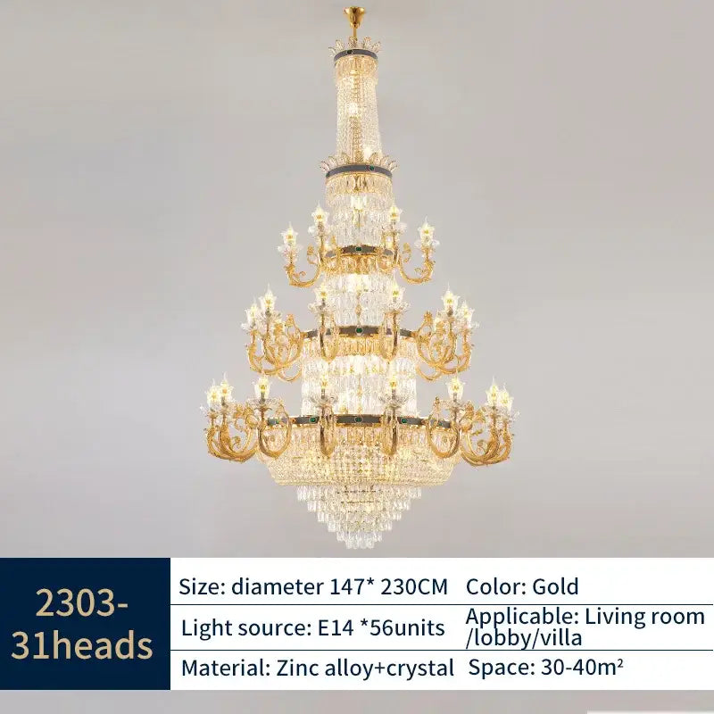Ornate gold crystal dining room chandelier with tiered design and green accent stone for decorbites crystal dining decor