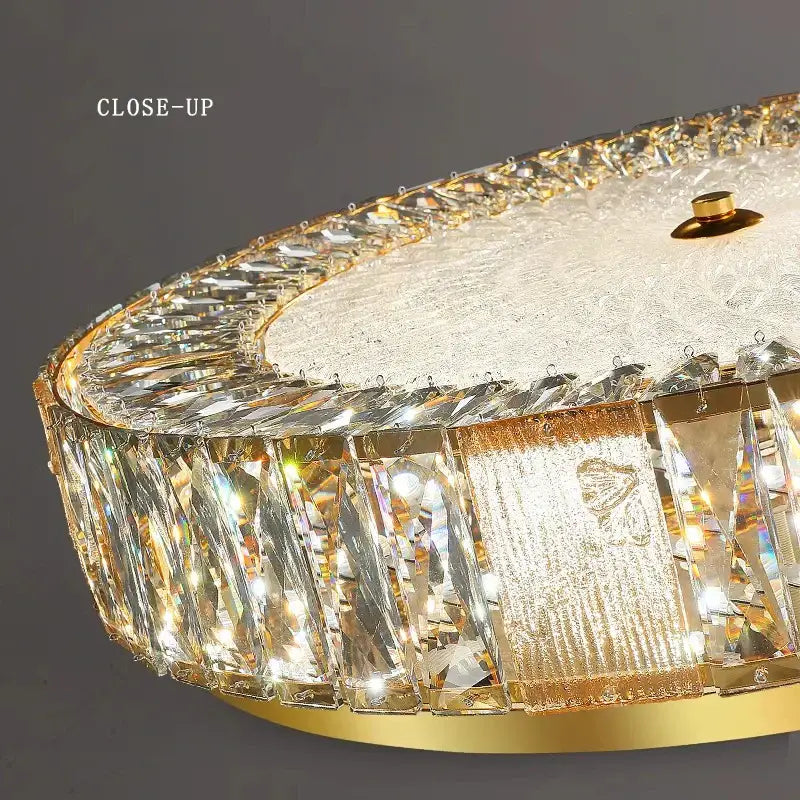 Ornate gold crystal glass ceiling light featuring faceted crystals and textured panels for bedroom decorbites crystal glass ceiling