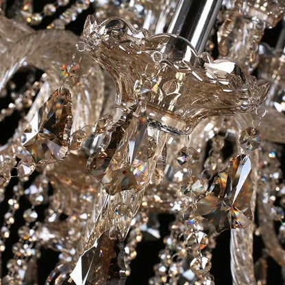 Ornate gold and silver decorbites crystal led chandelier with faceted amber and clear glass elements for living room light