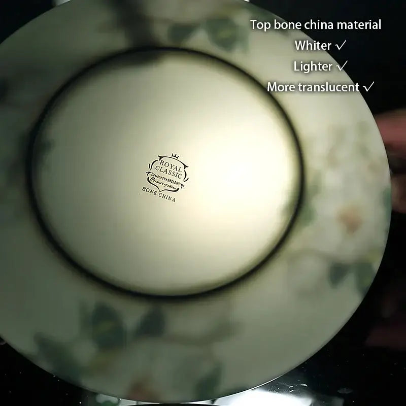 Delicate royal classic bone china fruit plates set with subtle floral pattern and glossy translucent white finish