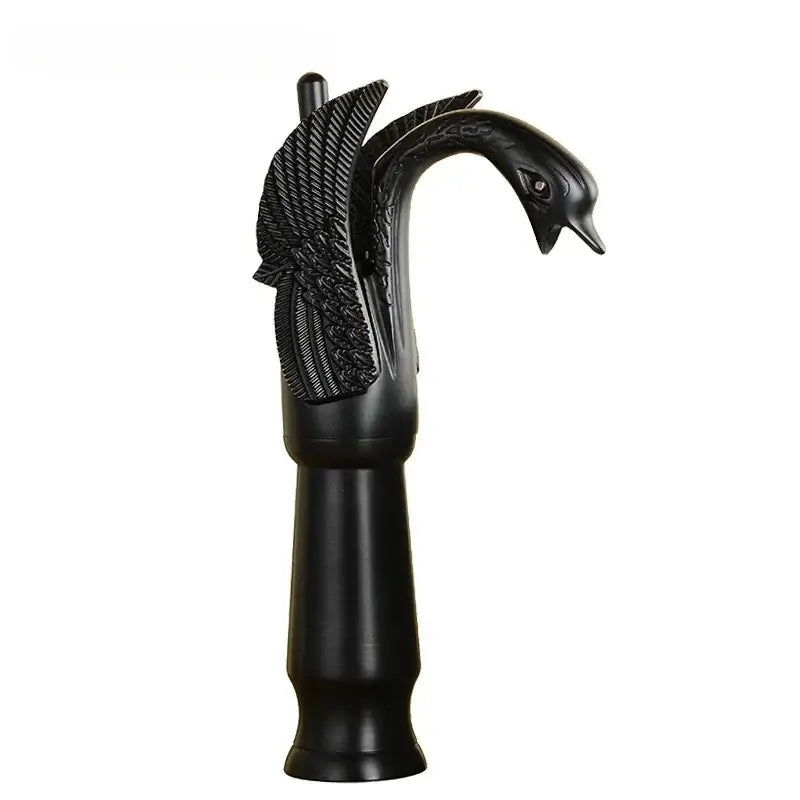 Ornate golden swan solid brass basin faucet with ceramic valve core and detailed black swan-shaped glossy wings