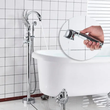 Chrome finished clawfoot bathtub with ornate winged bathtub faucet and matching handheld showerhead for bathroom decorbites black bathtub design