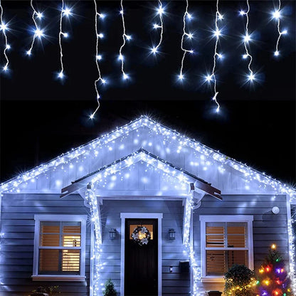 Outdoor Christmas Waterfall Lights 5M Curtain String - White / 220V EU plug
