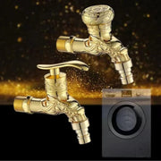 Golden dragon-themed wall mounted outdoor faucet with ornate brass finish and zinc alloy carving for garden use
