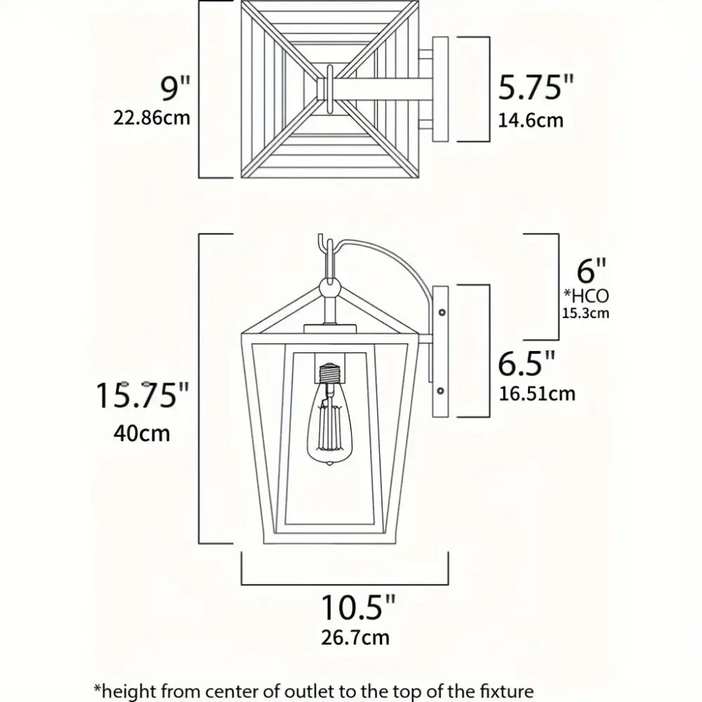 Black wrought iron outdoor wall light with clear glass shades and exposed filament bulb by DecorBites™