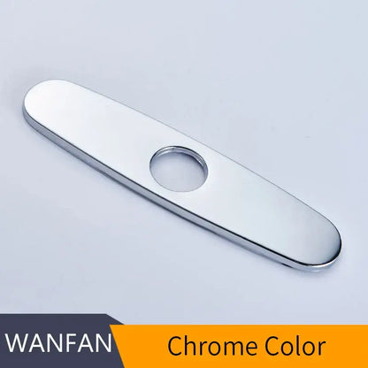 Oval black and chrome decorbites deck plate faucet escutcheon with chrome finish and elongated oval shape for kitchen faucets