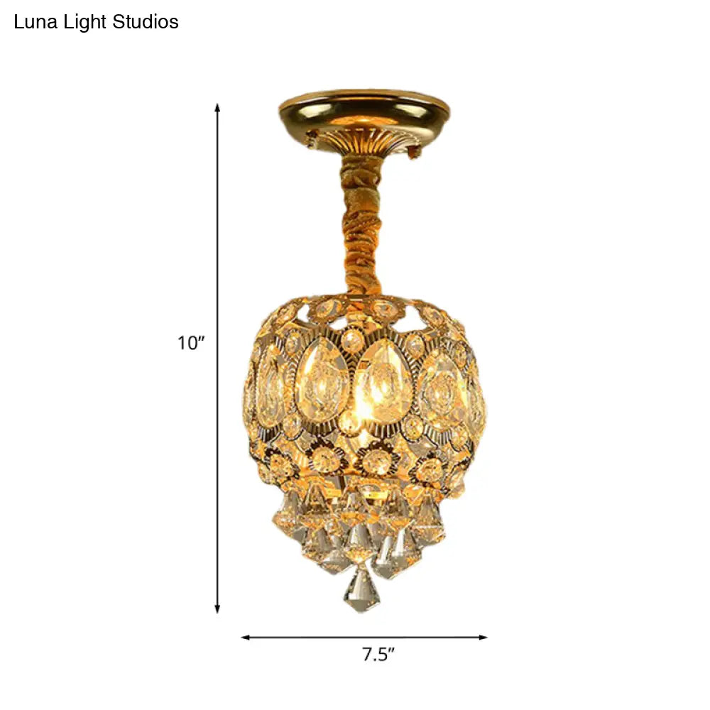 DecorBites™ DecorBites™ Oval Crystal Flush Ceiling Light Fixture with 1 Bulb in Gold