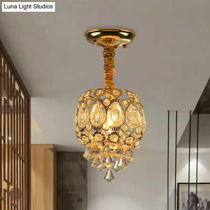 DecorBites™ DecorBites™ Oval Crystal Flush Ceiling Light Fixture with 1 Bulb in Gold