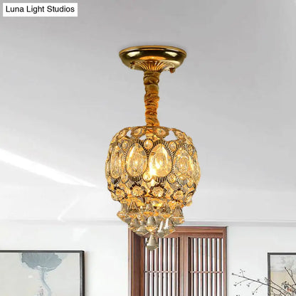 DecorBites™ DecorBites™ Oval Crystal Flush Ceiling Light Fixture with 1 Bulb in Gold