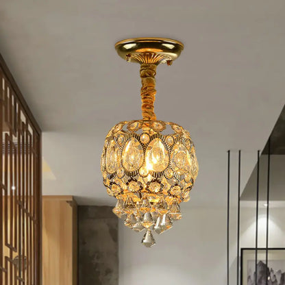 DecorBites™ DecorBites™ Oval Crystal Flush Ceiling Light Fixture with 1 Bulb in Gold