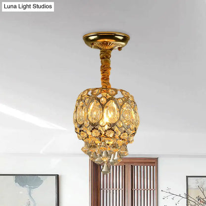 DecorBites™ DecorBites™ Oval Crystal Flush Ceiling Light Fixture with 1 Bulb in Gold