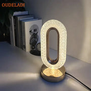 Oudeladi oval gold crystal bedroom table lamp with led light and gold-toned base for decorbites crystal bedroom table decor