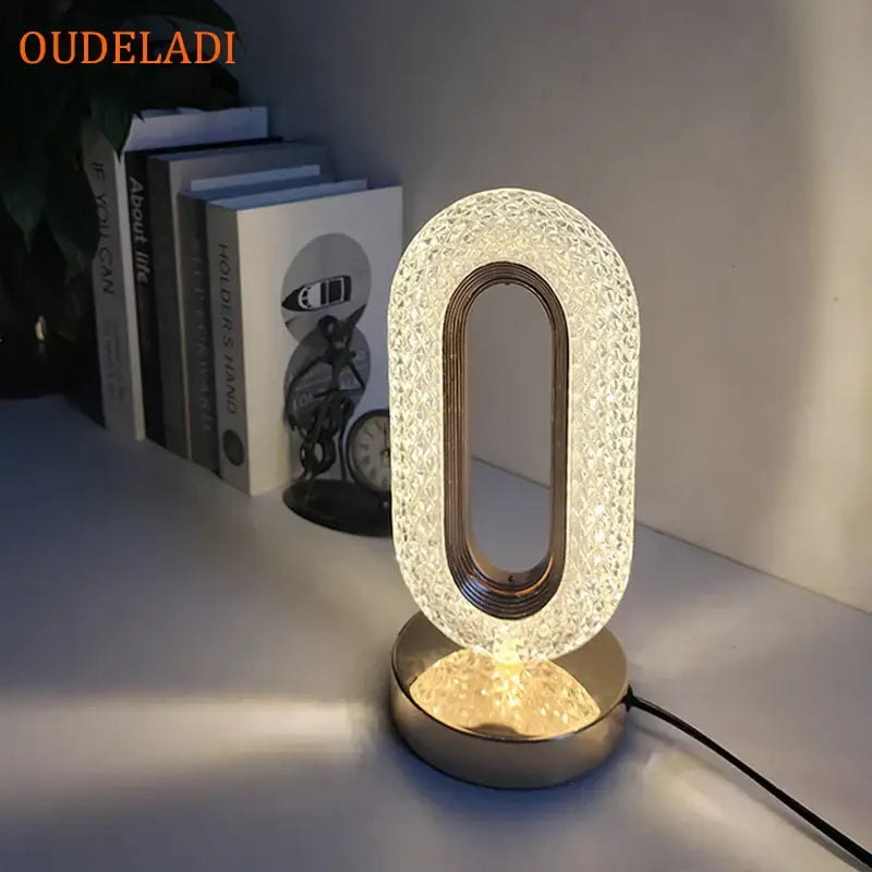 Oudeladi oval gold crystal bedroom table lamp with led light and gold-toned base for decorbites crystal bedroom table decor