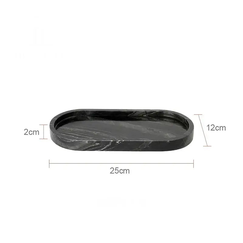 Black marble oval vanity tray with subtle white veining decorbites calacatta marble vanity for bathroom use
