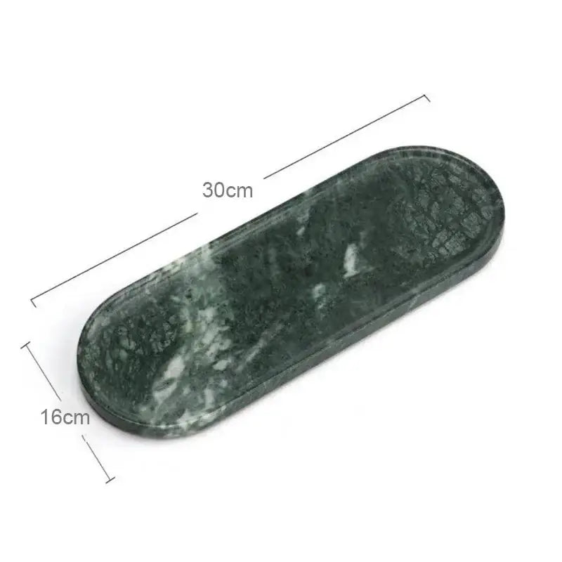 Dark green marble vanity tray with polished surface and subtle white veining for decorbites calacatta marble use