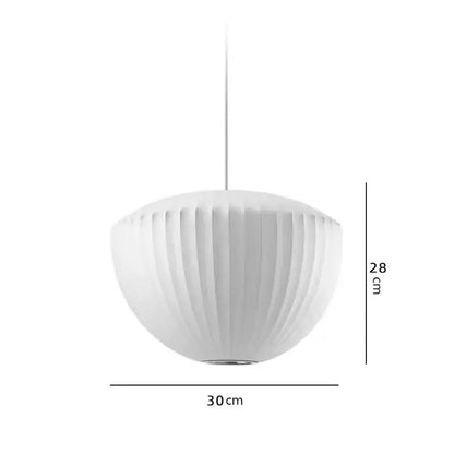 Oval white ribbed bubble silk pendant chandelier with sleek modern design for dining room decorbites bubble silk