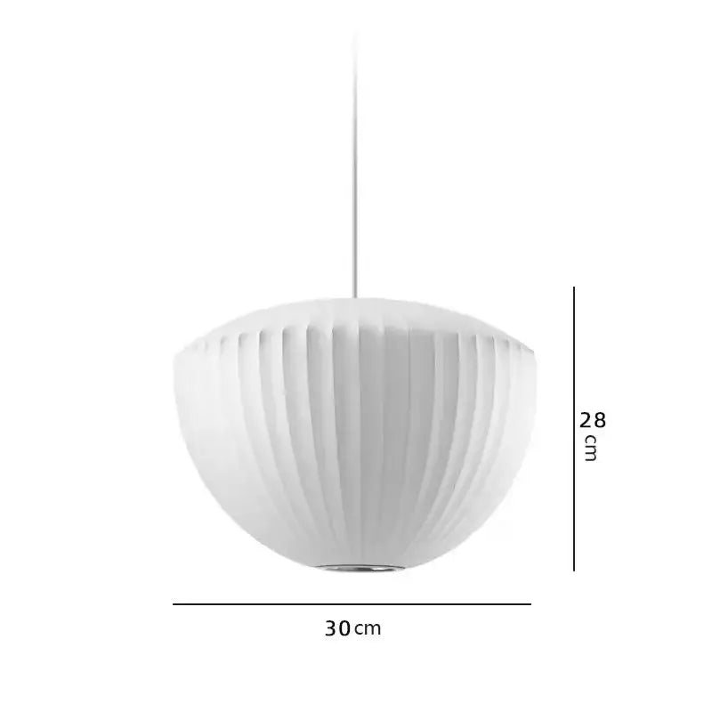 Oval white ribbed bubble silk pendant chandelier with sleek modern design for dining room decorbites bubble silk