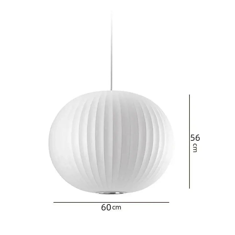 Oval white ribbed bubble silk pendant chandelier with vertical ribbed texture for dining room decorbites bubble silk