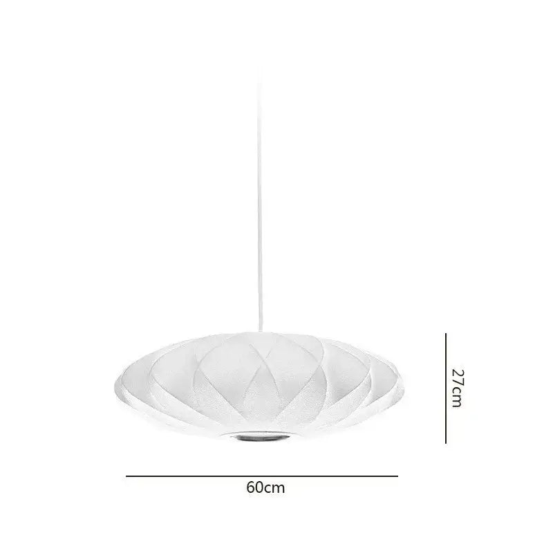 Oval white ribbed bubble silk pendant chandelier with translucent petal design for dining room decorbites bubble silk