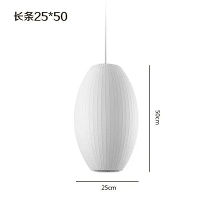 Oval white ribbed bubble silk pendant chandelier with elongated shape and sleek modern design for dining room decorbites bubble silk