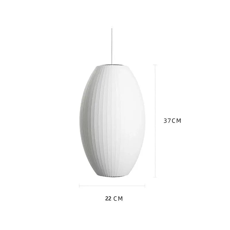 Oval white ribbed bubble silk pendant chandelier with vertical texture for dining room decorbites bubble silk design