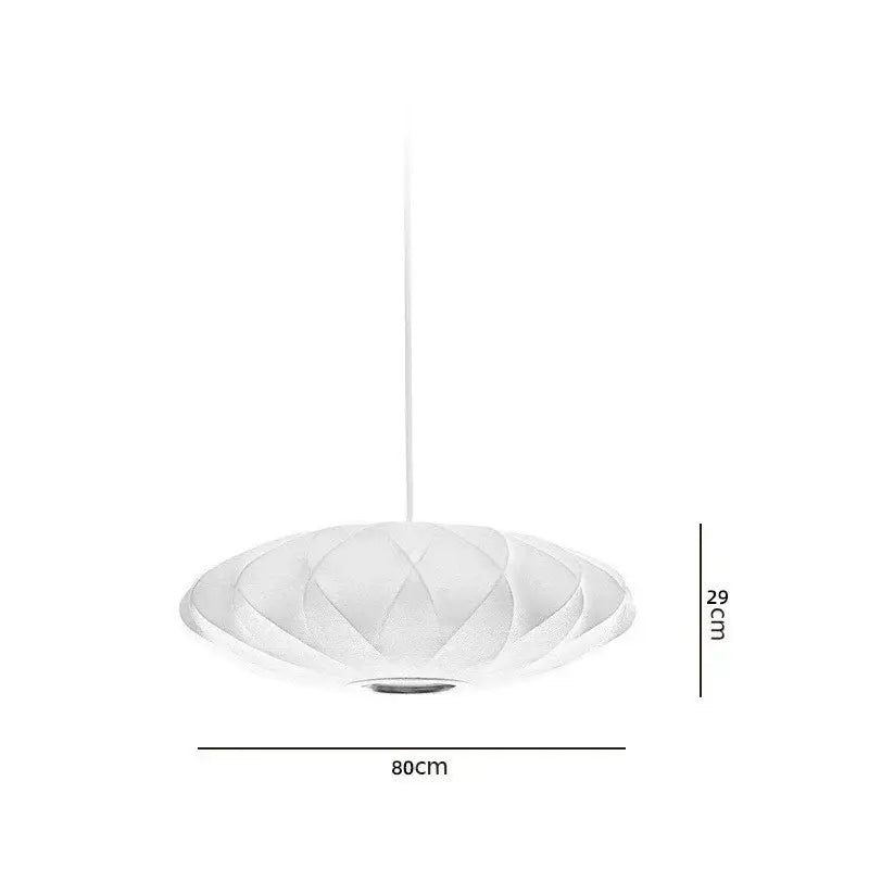 Oval white ribbed bubble silk pendant chandelier with geometric petal design made of translucent material for dining room decorbites bubble silk