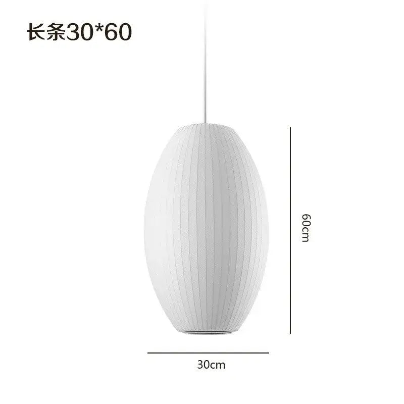 Oval white ribbed bubble silk pendant chandelier with elongated design for dining room decorbites bubble silk
