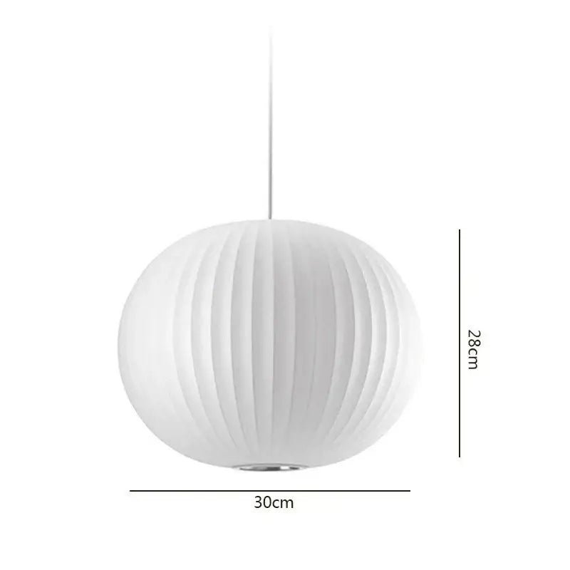 Oval white ribbed bubble silk pendant chandelier with vertical texture and sleek metallic cord for dining room decorbites bubble silk