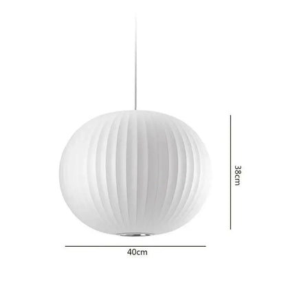 Oval white ribbed bubble silk pendant chandelier with vertical texture and metallic cord for dining room decorbites bubble silk