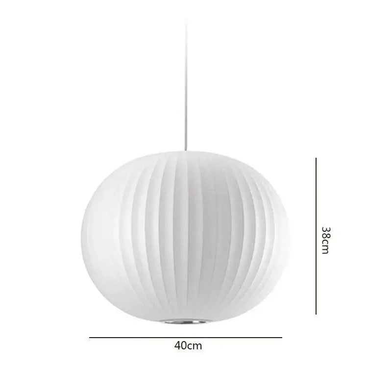 Oval white ribbed bubble silk pendant chandelier with vertical texture and metallic cord for dining room decorbites bubble silk