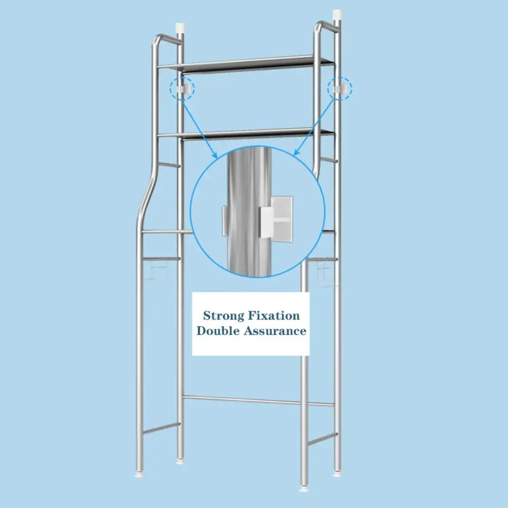 Decorbites™ stainless steel 3-tier over toilet storage shelf with sleek design and sturdy double fixation brackets for vertical space