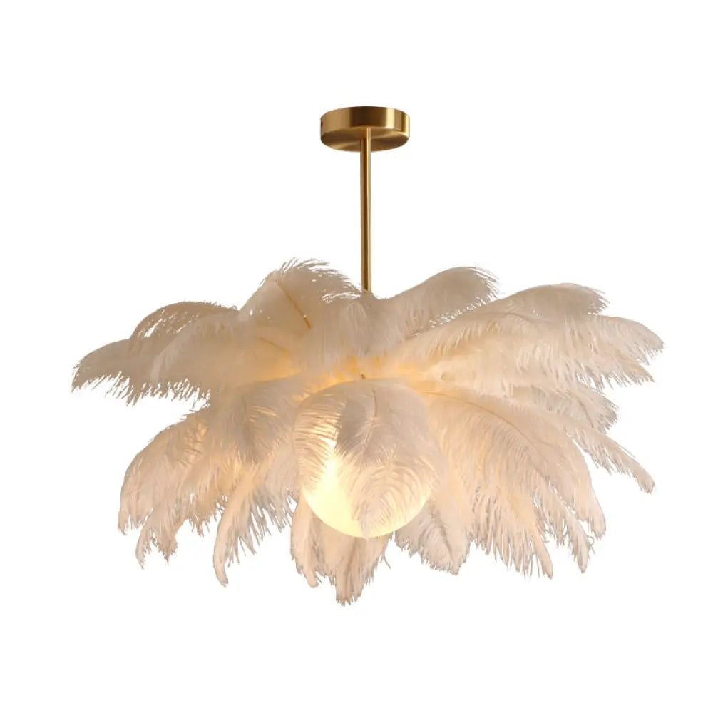 Palm Tree Hanging Light - Feather Nordic Style Chandelier for Living Room in Elegant White