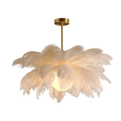 Palm Tree Hanging Light - Feather Nordic Style Chandelier for Living Room in Elegant White