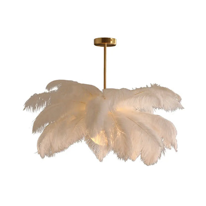 Palm Tree Hanging Light - Feather Nordic Style Chandelier for Living Room in Elegant White