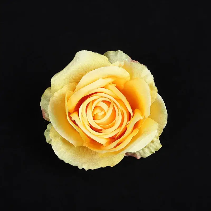 A delicate yellow silk rose with softly layered petals and a subtle amber gradient from the 30pcs silk roses set