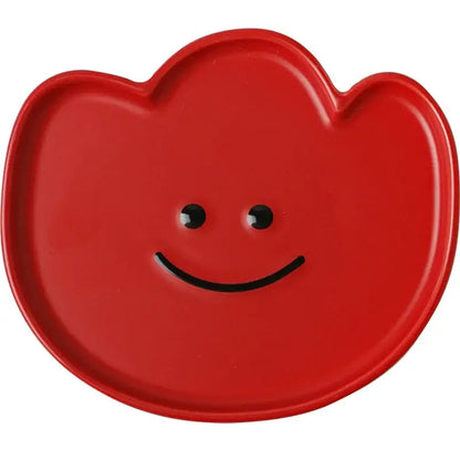 Red cloud-shaped ceramic plate with smiling face design for decorbites cloud tulip cartoon dog tableware use