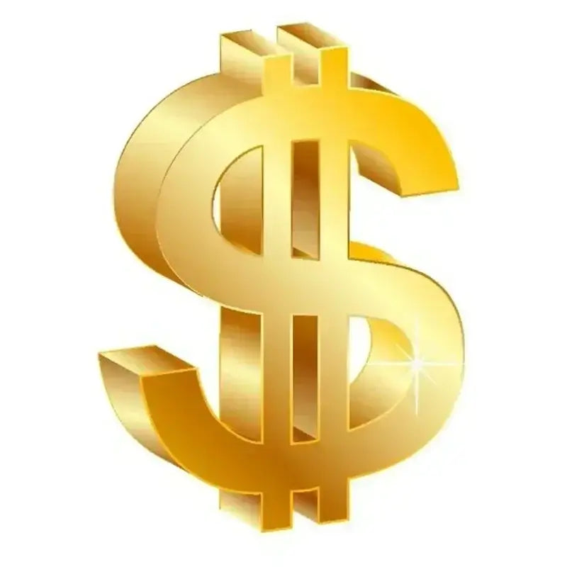 Shiny golden dollar sign symbol with three-dimensional polished metallic appearance for pastel bunny cartoon print bedding set decorbites