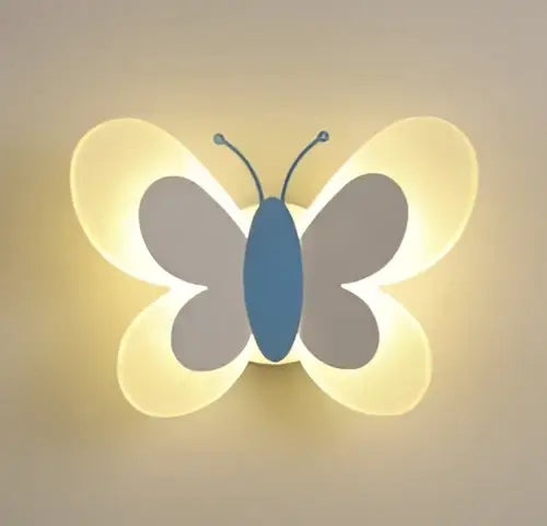 Blue and gray butterfly girl room lamp with soft glowing wings decorative wall sconce for pastel decorbites butterfly girl