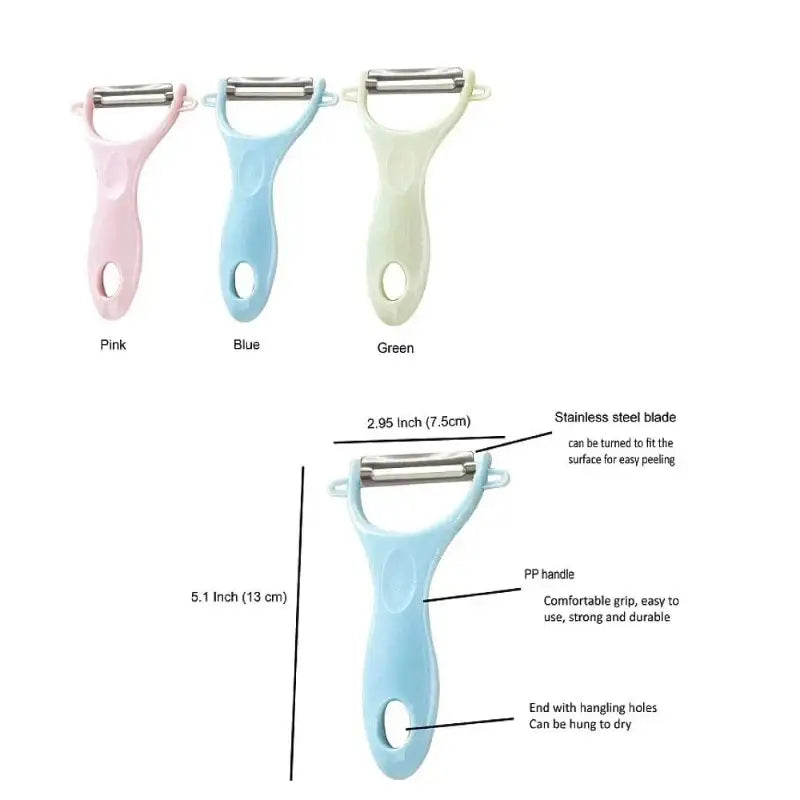 Pastel blue plastic-handled vegetable peeler with stainless steel blade from decorbites ceramic kitchen peeler set