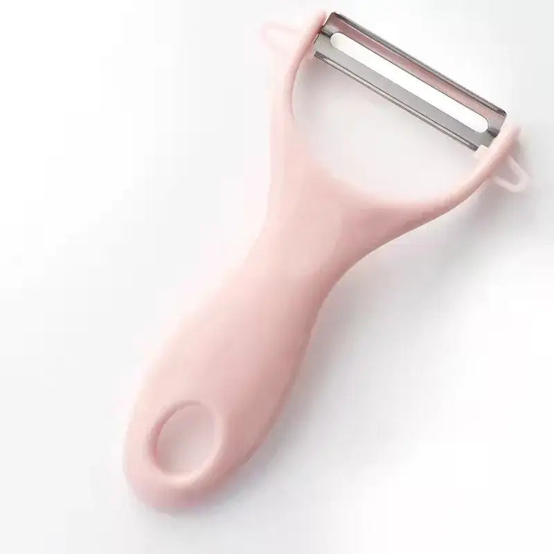 Pink plastic-handled decorbites ceramic kitchen peeler with stainless steel blade from pastel ceramic kitchen peeler set