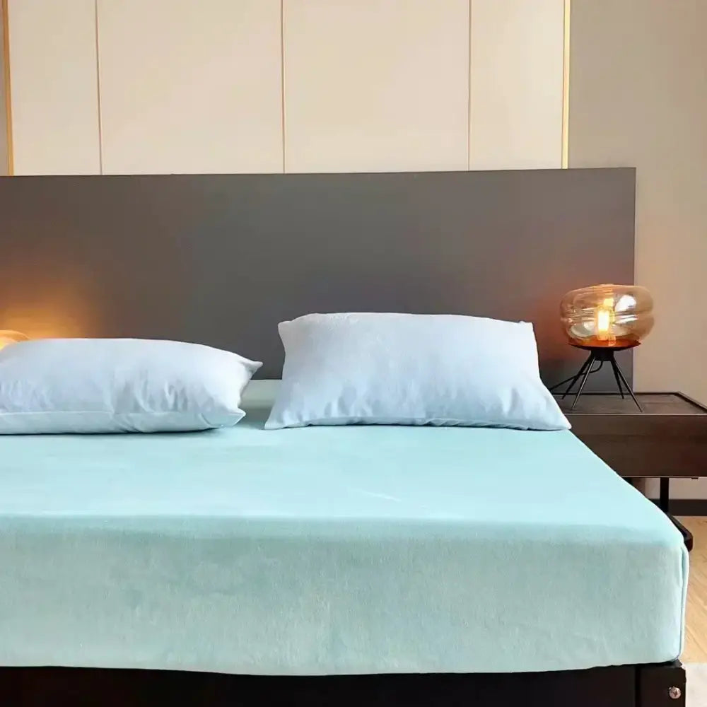 Light blue satin bed sheet from decorbites cozy flannel queen collection for plush mattress cover use