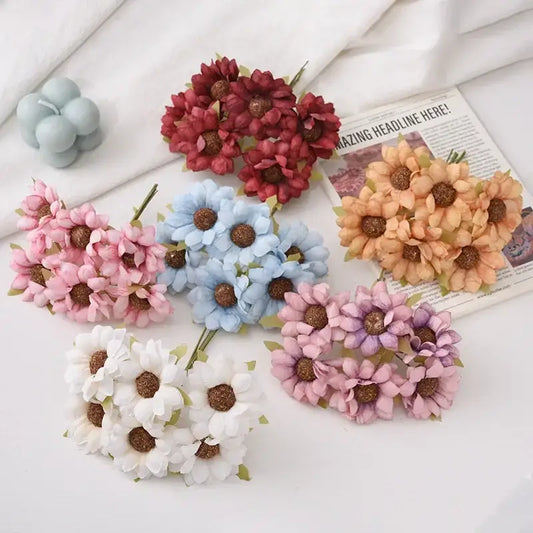 Pastel decorbites daisy sunflower bouquet with artificial pastel daisies in pink blue peach lavender and white for wedding decor